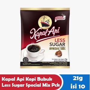 KAPAL API LESS SUGAR SPECIAL MIX COFFEE POWDER PCK 10x21g