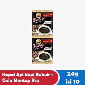 KAPAL API COFFEE POWDER + SUGAR MANTAP RCG 10x24g