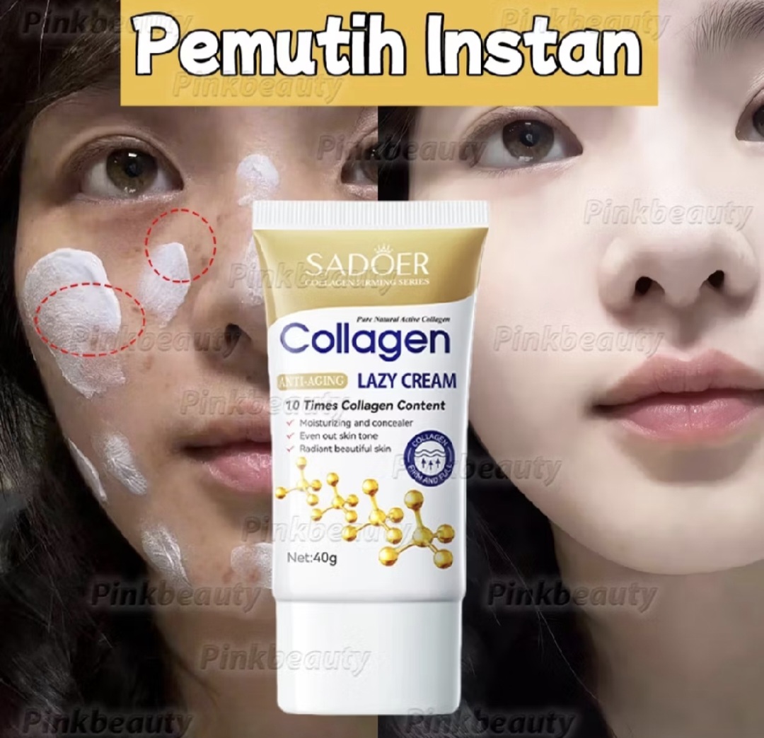 Collagen Whitening Lazy Cream 40GR Instant Collagen Brightening Glow Body Whitening Lotion
