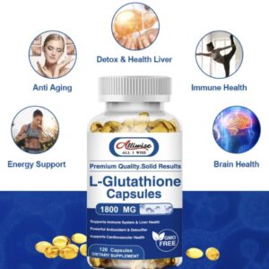 Collagen Alliwise Glutathione Capsules 1800mg for Skin Whitening Antioxidant Anti-Aging Dark Spots & Acne