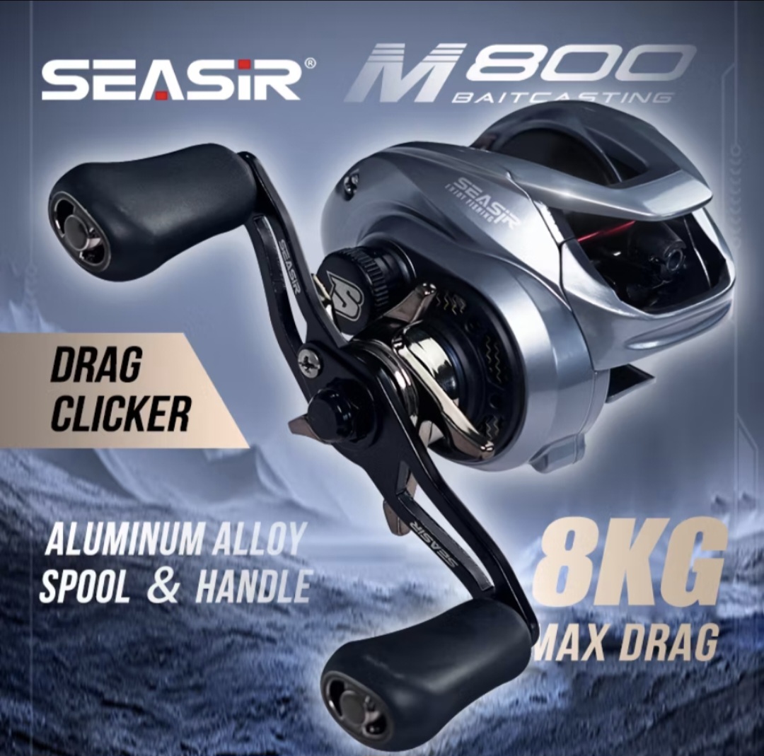 SEASIR M800 Baitcasting Fishing Reel Brass Gears Maximum Drag 8KG Gear Ratio 7.1:1