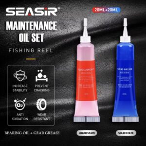 SEASIR Reel Grease Oil (20mlx2), Bearing Oil 20ml+Gear Grease 20ml