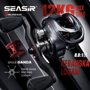SEASIR SALMINUS Reel BC Baitcasting Reel Pancing, Drag Clicker, 2 Spool Aluminium,