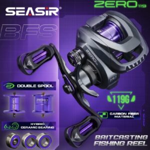 Seasir ZERO119 Carbon Fiber 119g BFS Baitcasting Fishing Reel Ultralight Double Spools With 2 Hybrid
