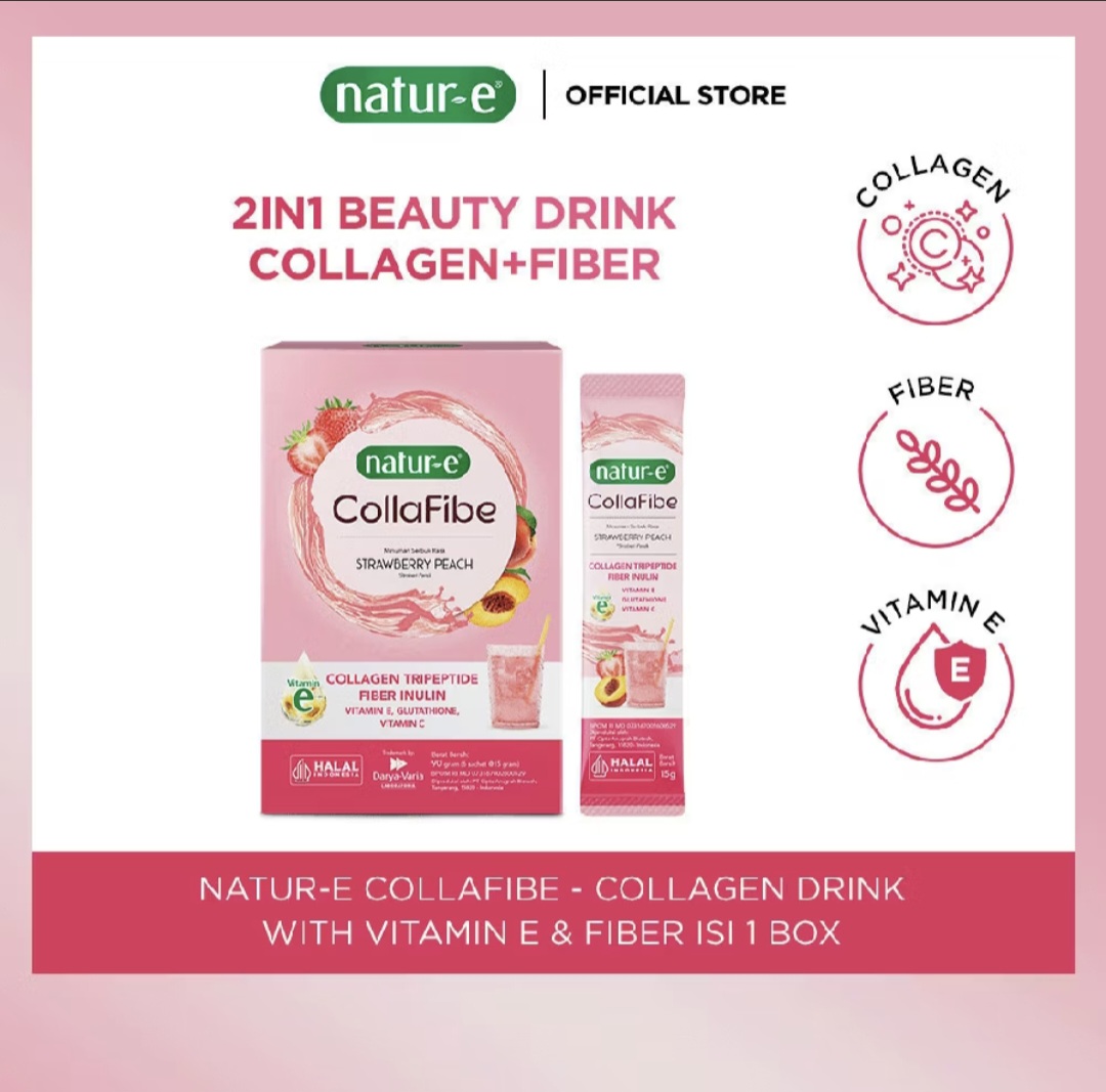 Natur-E CollaFibe - Collagen Drink 1 Box - Collagen Drink with Vitamin E & Fiber Content