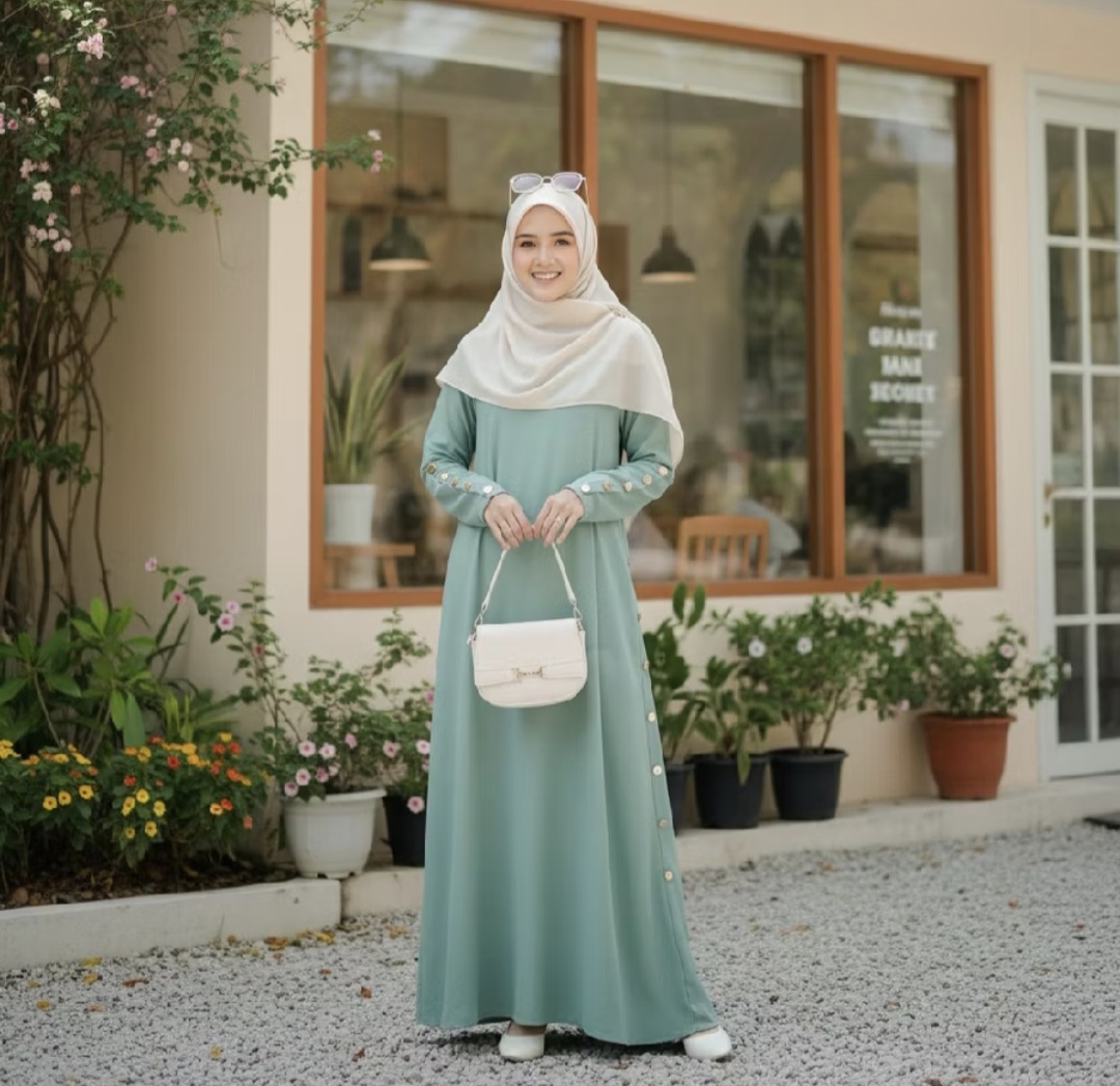 Ellin Hijab Kirana Gamis Dress for Women with Button Variations