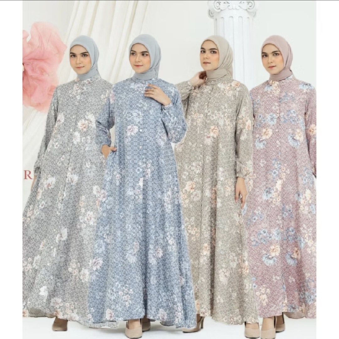 NNFASHION ~RIANA LONG DRESS Gamis made of cool, comfortable England Jacquard material, elegant motif for everyday