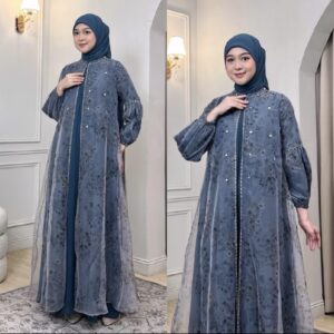 NINFASHION ~ SEILA DRESS SET HIJAB Gamis Muslim Women Adults Teenagers Mothers Organza Motif