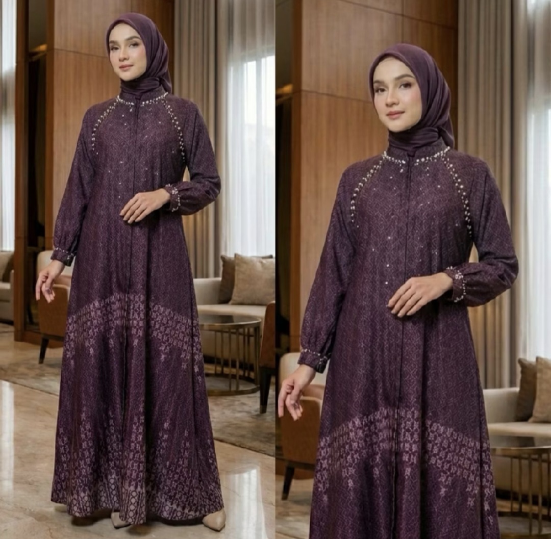 NNfashion ~ LUNA Dress Gamis led Lebaran Muslimah Women Syari Adult Teenagers Sequin Outer
