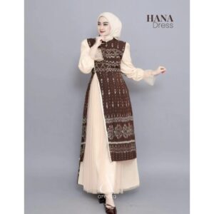 Areefa - HANA Ethnic Woven Gamis Dress with Premium Tile Cotton Combination for Women, Teenagers, Weddings