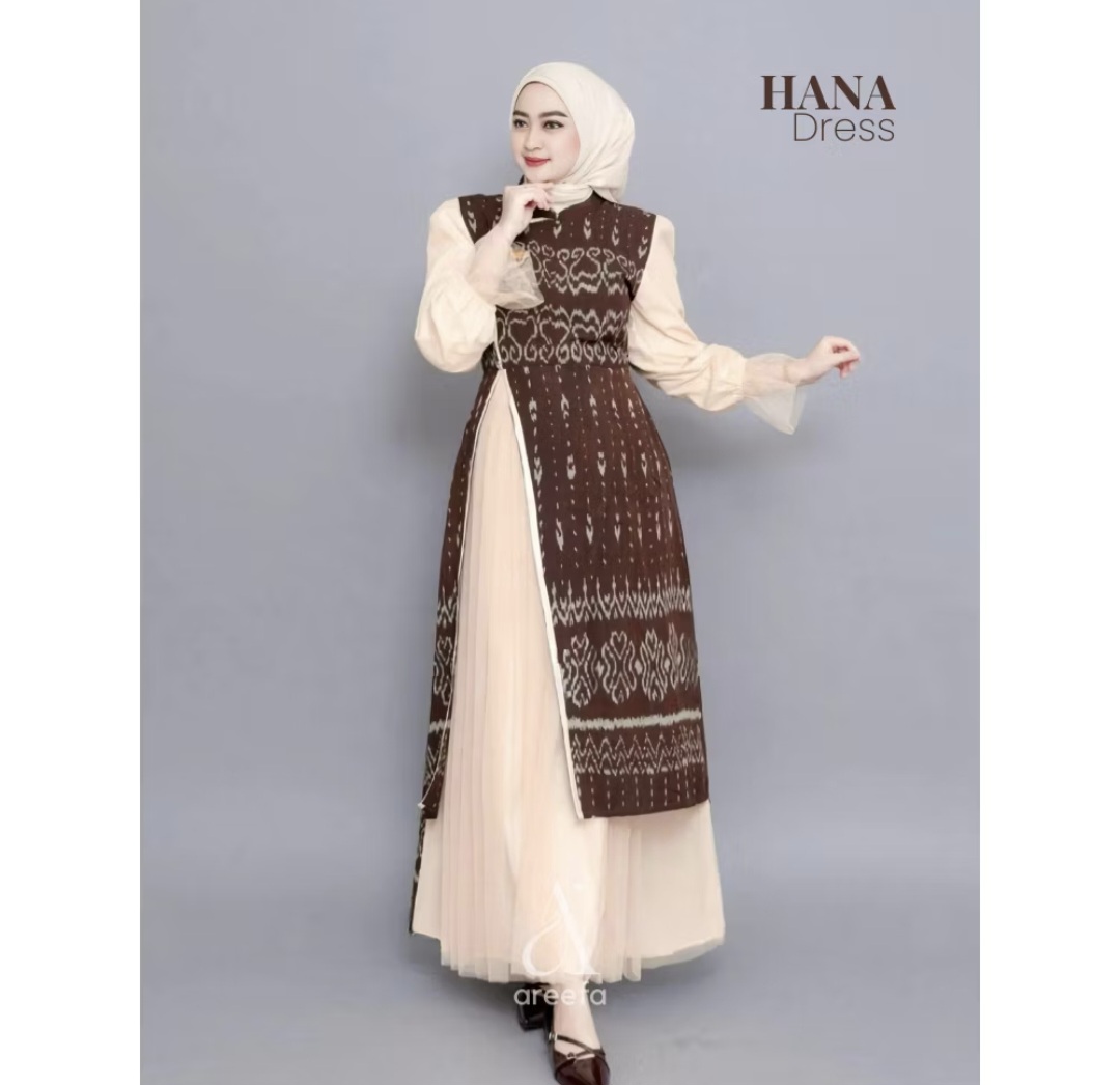 Areefa - HANA Ethnic Woven Gamis Dress with Premium Tile Cotton Combination for Women, Teenagers, Weddings
