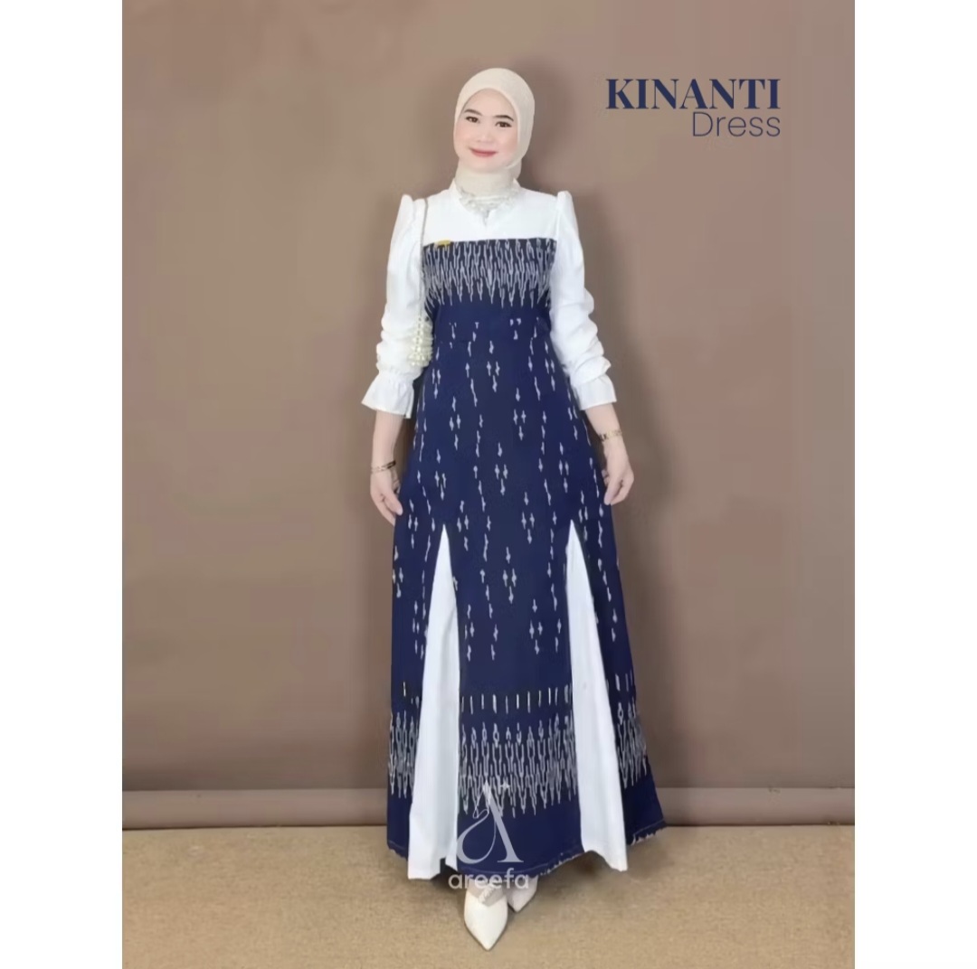 Areefa - KINANTI Ethnic Woven Gamis Dress with Premium Cotton Combination for Women