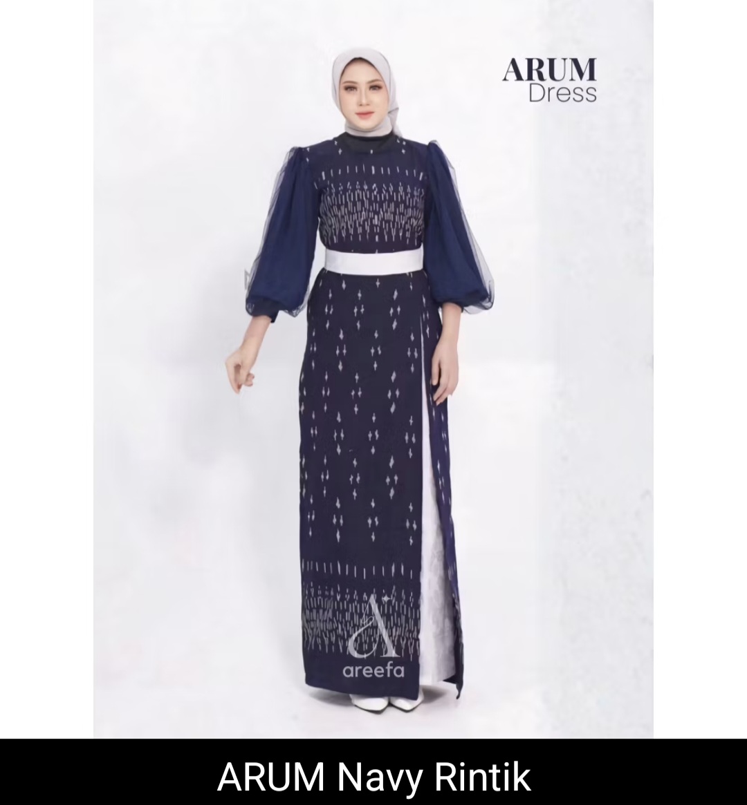 Areefa - ARUM Dress Gamis Tenun Ethnic Combination Songket Satin Premium Women Teenagers