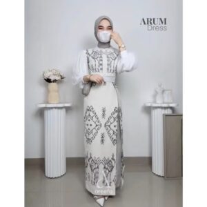 Areefa - ARUM Dress Gamis Tenun Ethnic Combination Songket Satin Premium Women Teenagers