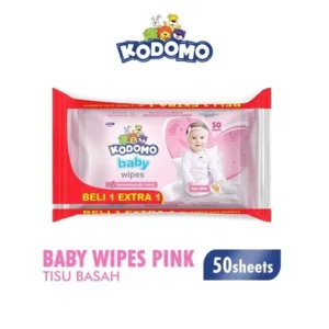 Kodomo Antibacterial Wet Wipes Rice Milk Pink Bag Contents 50 Buy 1 Get 1 Extra