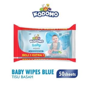 Kodomo Antibacterial Wet Wipes Classic Blue Bag Contents 50 Buy 1 Get 1 Extra