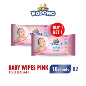 Kodomo Antibacterial Wet Wipes Rice Milk Pink Bag of 10 Buy 1 Get 1 Extra