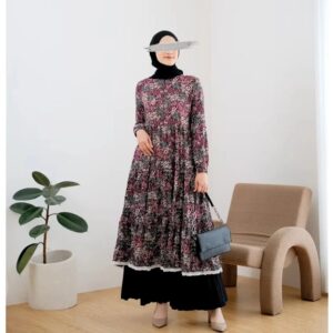 Le Khari Cindy Mididress Rayon Material Viscose Gamis Busui Gamis Homedress Size S-XL