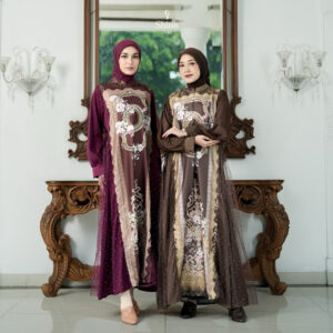 ￼Shirin Zein - Latest Exclusive Patterned Gamis Arabian Silk Mix Tile Dress Salma Series