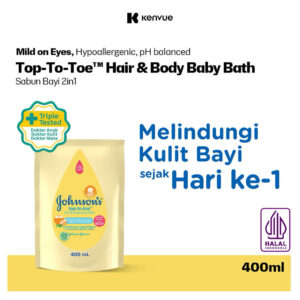 JOHNSON'S Top-to-Toe Hair & Body Baby Bath - 2in1 Baby Soap Refill 400ml