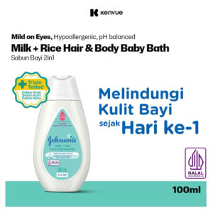 JOHNSON'S Milk + Rice Hair & Body Baby Bath - 2in1 Baby Soap 100ml