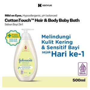 JOHNSON'S CottonTouch Top-to-Touch Hair & Body Baby Bath - 2in1 Baby Soap 500ml