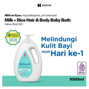 JOHNSON'S Milk + Rice Hair & Body Baby Bath - 2in1 Baby Soap 1 LITER