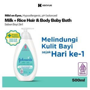 JOHNSON'S Milk + Rice Hair & Body Baby Bath - 2in1 Baby Soap 500ml
