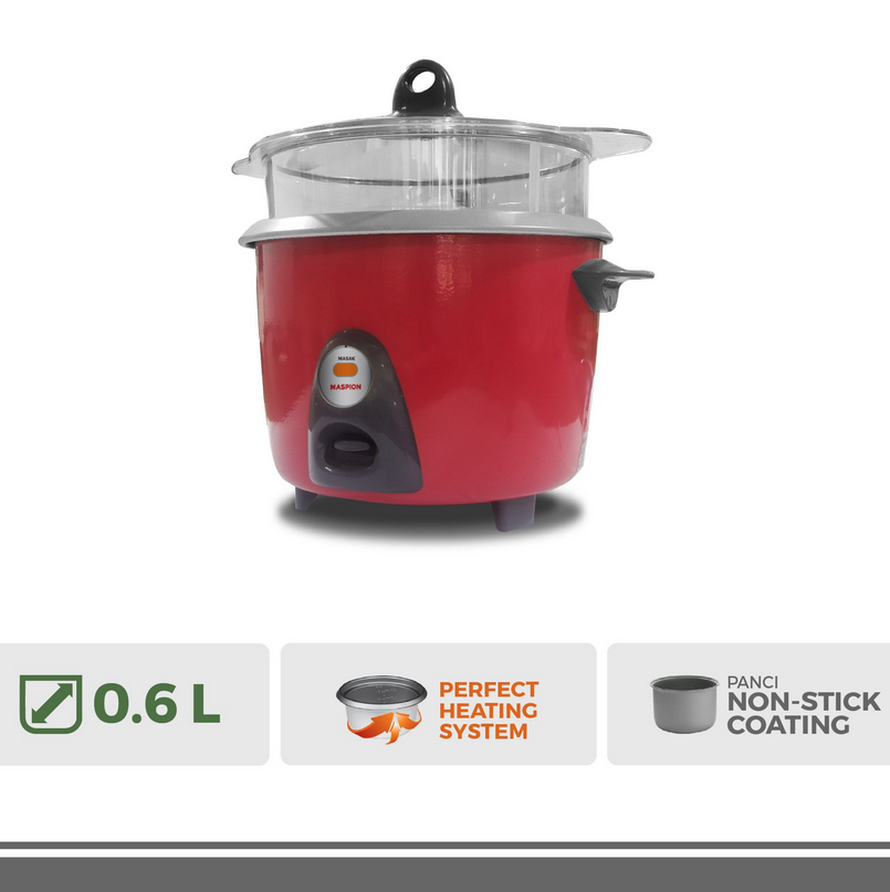 Maspion Rice Cooker MRC 0619PL (0.6L) - ptnooramanahglobal.com