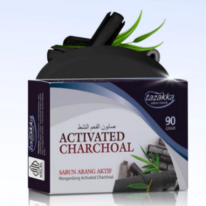 TAZAKKA Activated Charcoal Supplies Bar 90gr Body Scrub Body charcoal Burning Oil Removal