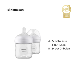 Philips Avent Natural Bottle Twin 125ml 0M+ SCY900/02 Baby Milk Bottle