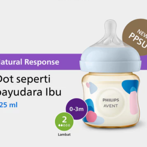 Philips Avent | Baby Milk Bottle | PPSU Natural Response | Dots Like Mother Breasts & Hold Up To 180 C | 125 ml | 0-3M | Single