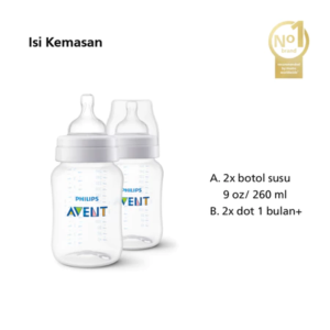 Philips Avent Classic Plus Bottle 260ml 1M+ SCF563/27 Baby Milk Bottle