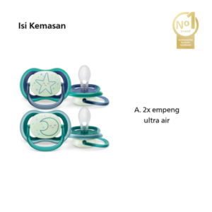 Philips Avent | Baby Plate / Baby Soother | Ultra Air Glow In The Dark | Empeng with Extra Ventilation | Character | 6-18M | SCF376/13