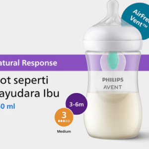 Philips Avent | Baby Milk Bottle | AirFree Vent Natural Response | Dots Like Mother Breasts & Extra Anti-Colic | 260 ml | Single | SCY673/01