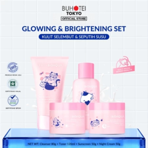 BUHOTEI BIOAQUA Skincare Set Kids Package 4pcs With Cleanser 80g + Toner 120ml+ Sunscreen 50g + Night Cream 50g Milk Niacinamide