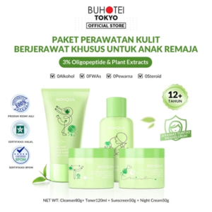 BUHOTEI BIOAQUA 4pcs Skincare Package Niacinamide Glowing & Brightening / Tea Tree Oligopeptide Acne Set With Cleanser / Toner