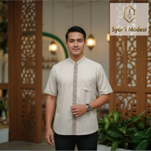 Short-sleeved men's cocoa shirt - SYAR'I MODEST