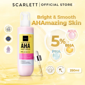 SCARLETT Intense Brightening AHA Body Serum 250ml | 5% AHA BHA PHA Brighten Smoothing Skin Color Softening Chicken Skin