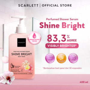 SCARLETT Perfumed Shower Serum 400ml – Shine Bright Brightening Shower Gel with Niacinamide & Tranexamic Acid Liquid Bath Soap