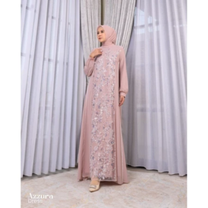 MAREVI Kalyra Dress Raya Series - Azzura Peach, Size STD & Jumbo
