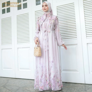 (FREE HIJAB ) - GAMIS CERUTY BABYDOLL PREMIUM ZASKIA FLOWER BY SYAHNAZ MUSLIM FASHION| GAMIS CERUTY LATEST CURUTY