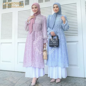 SYAFIRA Long Tunik Plisket By Syahnaz muslim fashion | Latest Midi Dress