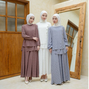 Joley Cloth - New Arrival Aznii Dress + Outer 2 In 1 Busui Outfit Clothes Elegant Women Soft Suited Gams Buttons Wudhu