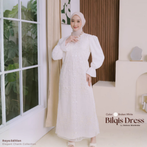 Delova Wardrobe - GAMIS BILQIS Lace Dress Embroidery Modern Outfit Lace Embroidery Brocade Garden Eid al-Fitr Muslim Women's Tulle