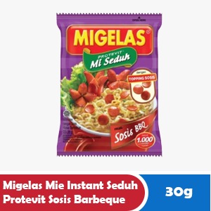 MIGELAS INSTANT NOODLES BREW PROTEVIT BARBECUE SAUSAGE PCK 30/26g