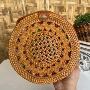 Handmade Rattan Round Bag with Unique Design