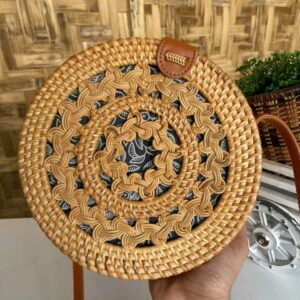 Handmade Rattan Round Bag with Nature Looks