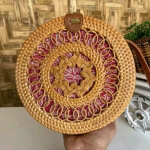 Handmade Rattan Round Bag with Nature Looks