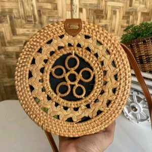 Handmade Rattan Round Bag with Nature Looks